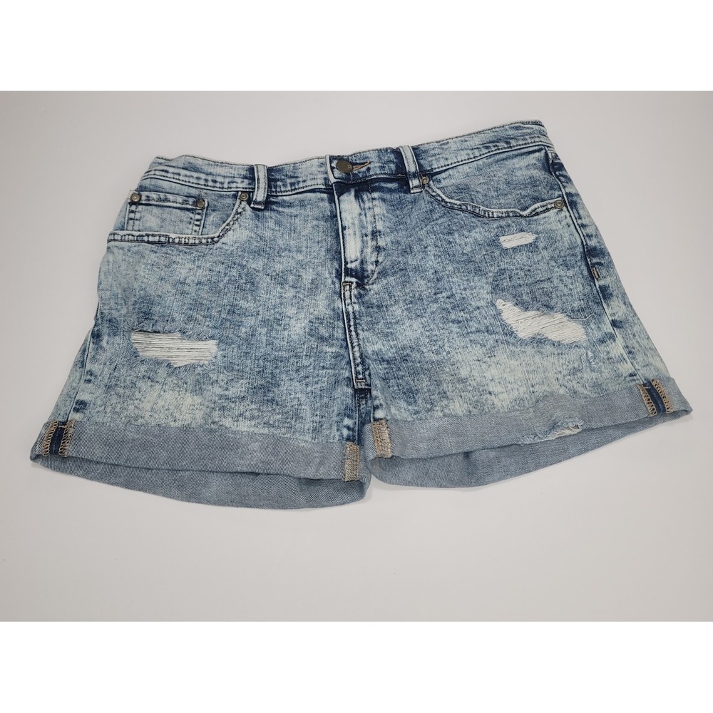 Soho New York & Co Denim Cropped Shorts 4 Blue Acid‎ Wash Distressed Y2K Coastal